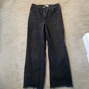 Black wide leg jeans high-waisted